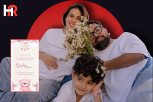 Iqra Aziz and Yasir Hussain announcing the birth of their daughter Sophia Hussain in January 2026.