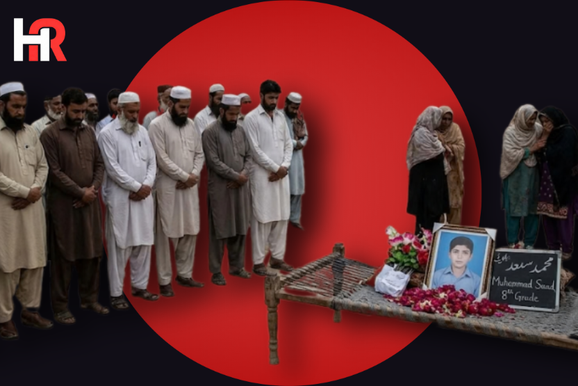 Funeral of 8th-grade student Muhammad Saad in Lakki Marwat after a fatal shooting.