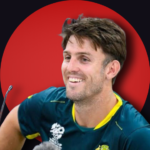 Australian captain Mitchell Marsh smiling during the trophy unveiling ceremony in Lahore.