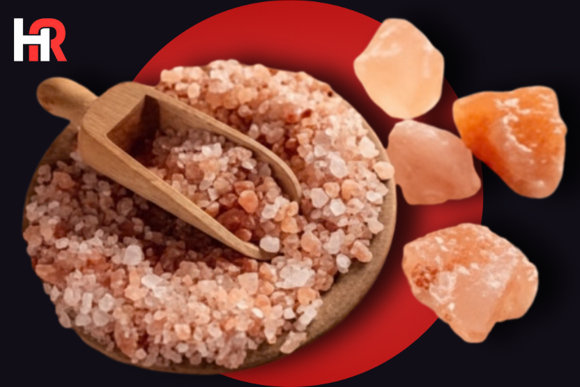 Pink Himalayan salt crystals and industrial salt piles being exported from Pakistan to China in 2025.