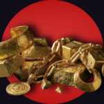 Stock market crash graph with falling gold bars and silver coins representing a $3 trillion global market wipeout.
