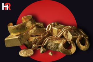 Stock market crash graph with falling gold bars and silver coins representing a $3 trillion global market wipeout.