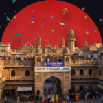 Colorful kites in the sky over Lahore's Walled City during Basant 2026 celebrations.