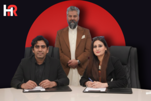 Mariam Pervaiz (CCO, ABHI Microfinance Bank) and Adnan Aslam (CEO, DigiKhata) during the MoU signing ceremony in Karachi.