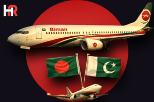 Biman Bangladesh Airlines flight receiving a water salute at Jinnah International Airport, Karachi, on January 29, 2026.