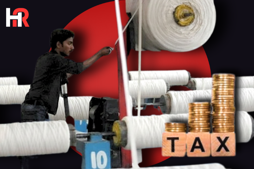 APTMA Chairman Kamran Arshad addressing the media regarding the textile industry's liquidity crisis and Super Tax adjustments.