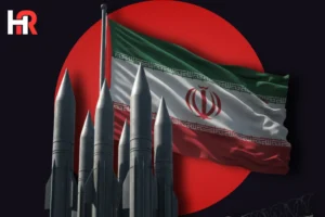 Iranian Fattah-2 hypersonic missile on a mobile launcher; maps of "missile cities" and regional ranges.