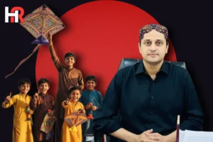 Mayor Karachi Murtaza Wahab announcing Basant festival 2026; vibrant kites over Karachi skyline.