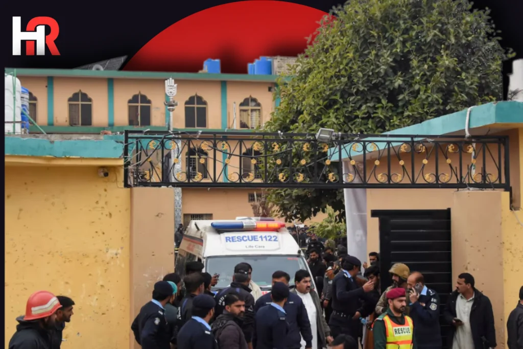 Security forces and rescue teams at Khadija Tul Kubra Imambargah after the suicide blast; 31 killed and 169 injured in Islamabad Tarlai Kalan.