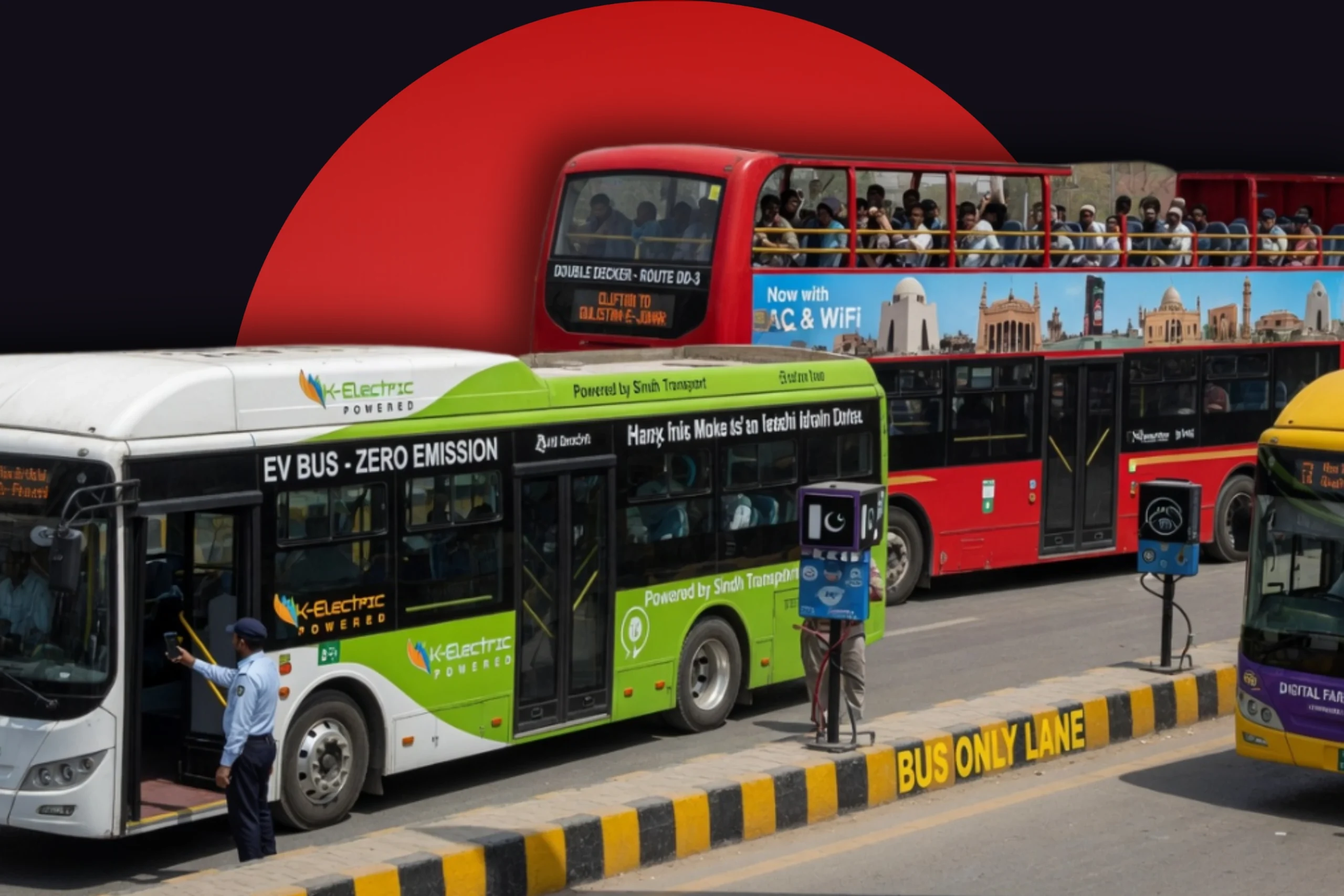 Karachi expands public transport EV buses double deckers